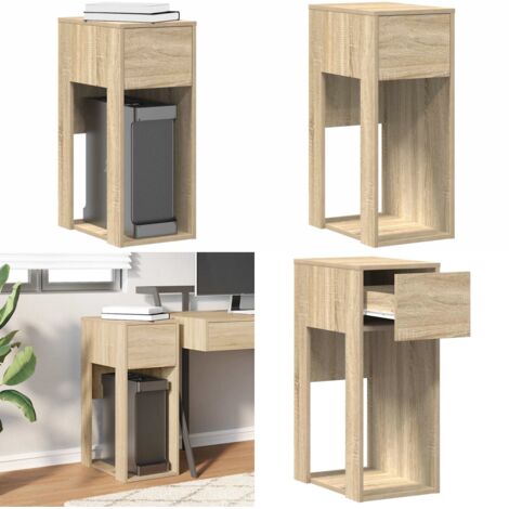 Torre de ordenador con cajón roble sonoma 30x44x74 cm - Cajón para cables - Mesa de oficina