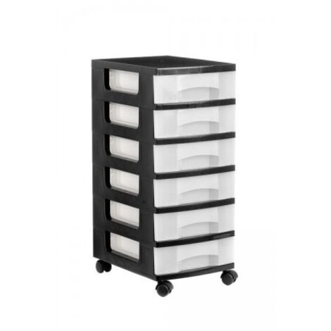 Torre di stoccaggio 6 cassetti 6 litri nero/traslucido 390x290x685 mm archivio 2000 1106r cs tl