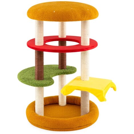 Torre multi-livello per gatti con trespolo imbottito tiragraffi di sisal, Albero per gatti 106 cm per animali domestici Verde