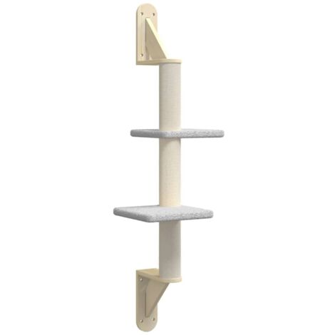 Torre para muebles de árbol para gatos, juguete para escalar, rascador, plataforma para escalar, montado en la pared con poste rascador transparente, 108 cm, gris