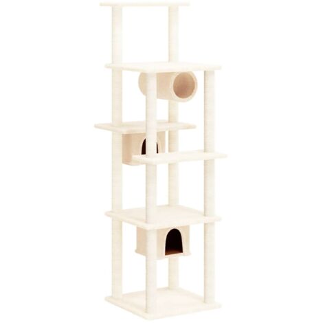 Torre para muebles de árbol para gatos, juguete para trepar, rascador, plataforma para trepar con postes rascadores de sisal, 169 cm, crema 020022496