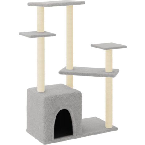 Torre para muebles de árbol para gatos, juguete para trepar, rascador, plataforma para trepar con postes rascadores de sisal ligeros, 107,5 cm, gris 020022544