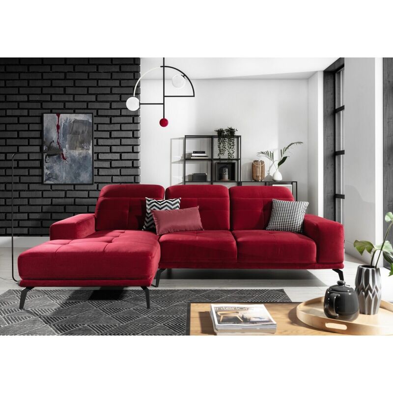 Torrence Left Hand Facing Corner Sofa Bed - Wine