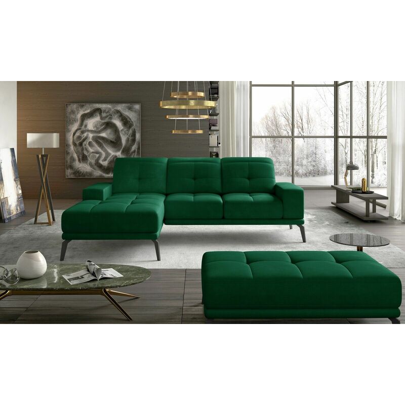 Torrence Left Hand Facing Corner Sofa Bed - Bottle Green