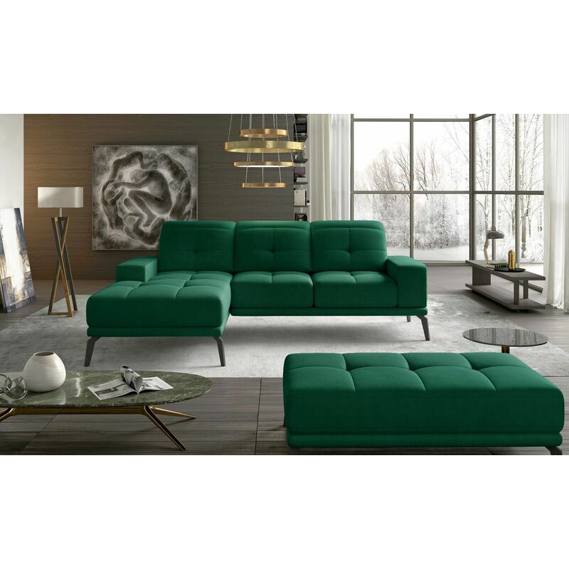 Torrence Left Hand Facing Corner Sofa Bed - Dark Green