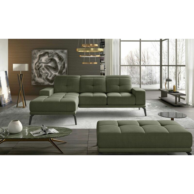 Torrence Left Hand Facing Corner Sofa Bed - Green