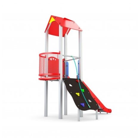 Torretta Con Scivolo Gioco Per Parchi Completo Di Arrampicata Con Corda, Pannello Balcone In Metallo