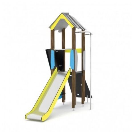 Torretta Gioco Da Esterno Con Scivolo Pertica Rampa Di Arrampicata E Balconcino Per Attivit Motorie