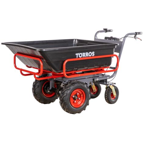 Torros – Brouette motorisée électrique 4 roues – Benne amovible 300L en polypropylène – Charge max 300 kg – Autonomie 3h – EP300P
