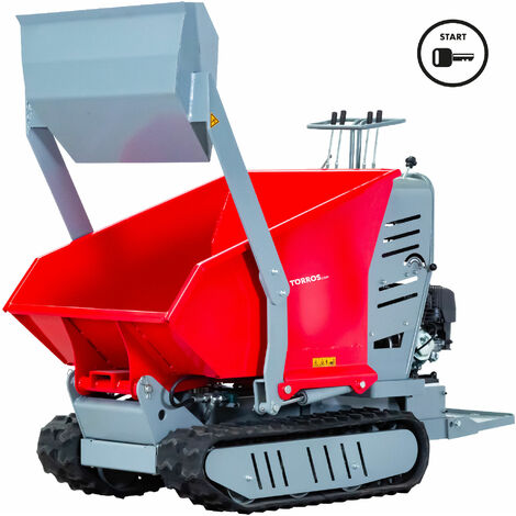 Torros – Minidumper hydrostatique à chenilles 80kg – Pelle hydraulique 500kg – Démarrage électrique – Moteur essence 9CH – HRD500HSE