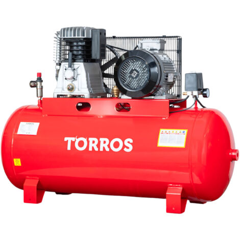Torros – Compresseur à entraînement par courroie 270 L 5,5 kW 10 bars 820 l/min 400V – Moteur en cuivre – TC2708210T - CUVE 270 L