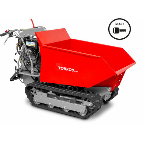 Torros – Minidumper à chenilles 500 kg – Démarrage électrique – 9 ch – 6 vitesses avant et 2 arrière – Pour terrains accidentés – MRD500H6E