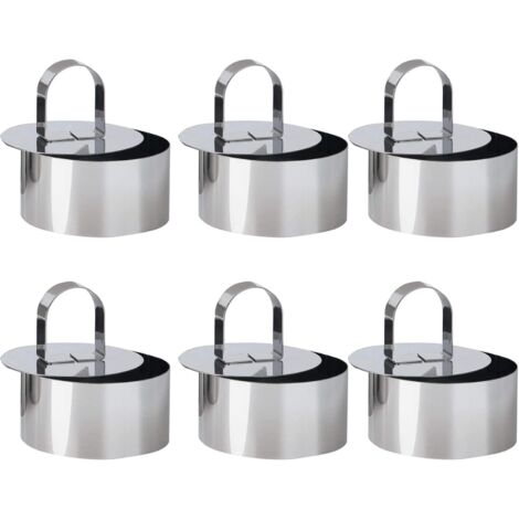 Tortenringe, Dessertringe aus Edelstahl, 6er-Pack runde Speiseringe mit Schieber, 8 cm Durchmesser, verdickter Tortenring