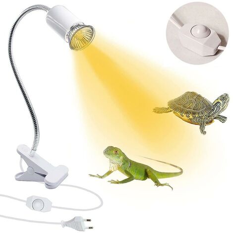 Tortue de lampe chauffante pour reptile se prélassant au soleil éclairant la tortue Clip de lampe rotatif à 360 ° Support de rétroéclairage de bronzage Clip de lampe chauffante UVA Support de lampe un