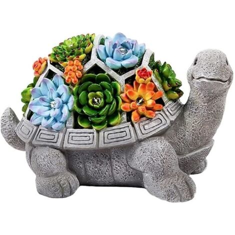 Tortue Succulente Solaire, Statue De Jardin Solaire 7 LumièRes LED DéCoration d\'art ExtéRieur Tortue, Statue De Figurine De Jardin