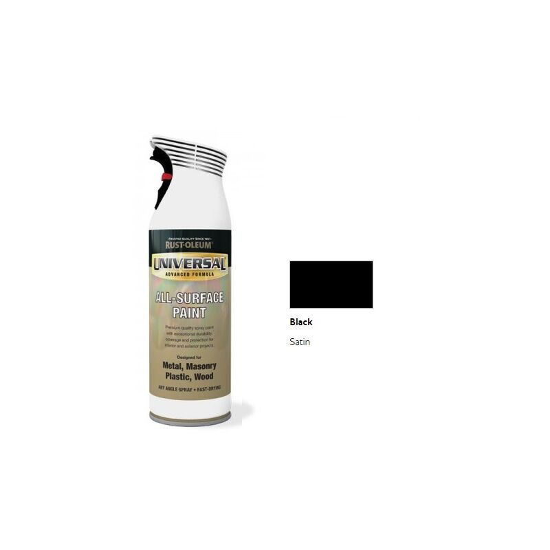 Rust-oleum - Universal All Surface Spray Paint - Satin - Black - 400ml - Black