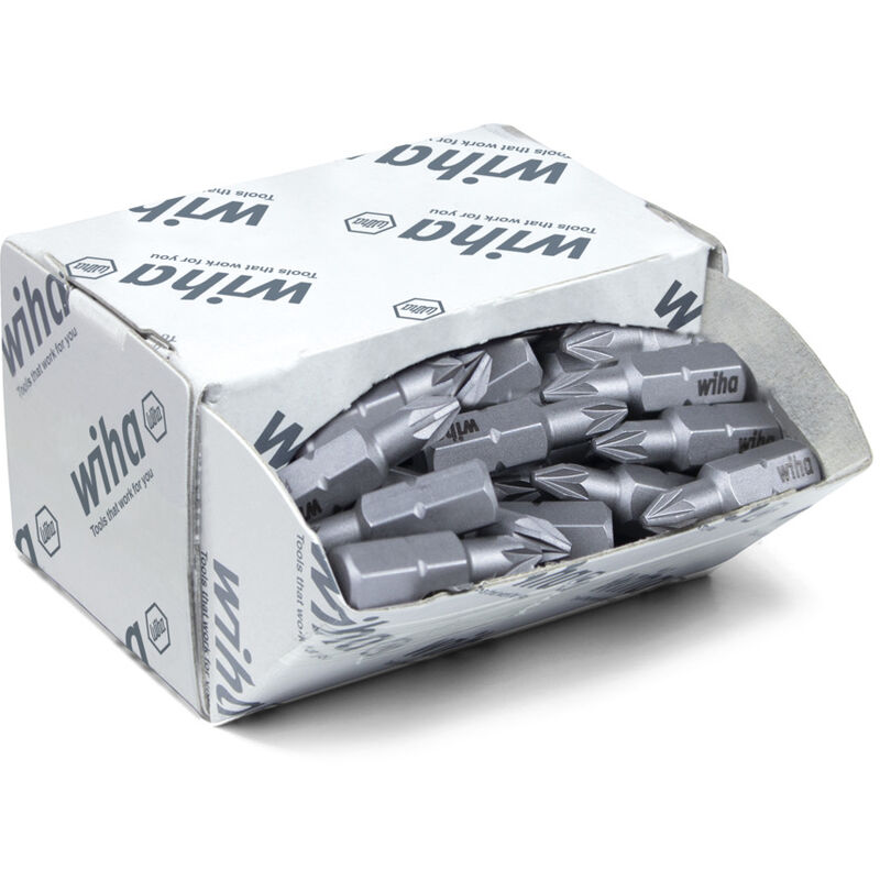 Image of Bit Set Standard 25 mm Pozidriv (PZ1) 50-tlg. 1/4' C6,3 in Großpackung (08056) - Wiha