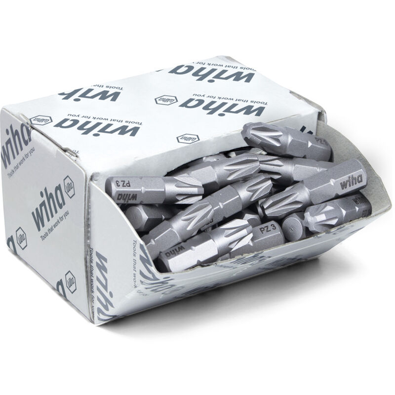 Image of Bit Set Standard 25 mm Pozidriv (PZ3) 50-tlg. 1/4' C6,3 in Großpackung (08058) - Wiha