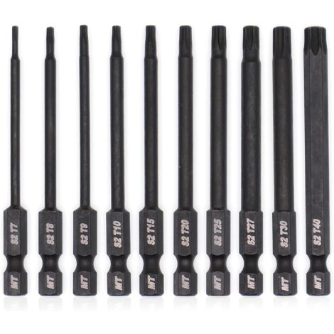 Torx-Bit-Set für Schraubendreher, Bohrer und Schlagschrauber, temperaturbeständig, fortschrittliche Wärmebehandlung, phosphatbeschichtet, 8 cm, 10 Stück
