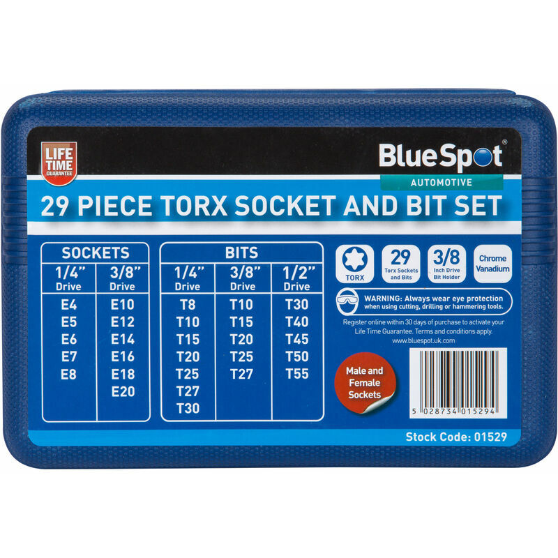 01529 29 Piece Torx Socket & Bit Set - Bluespot