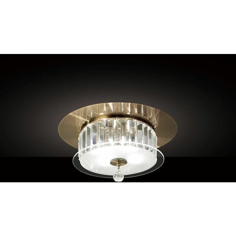 Tosca ceiling light round 4 Bulbs antique brass / glass / crystal