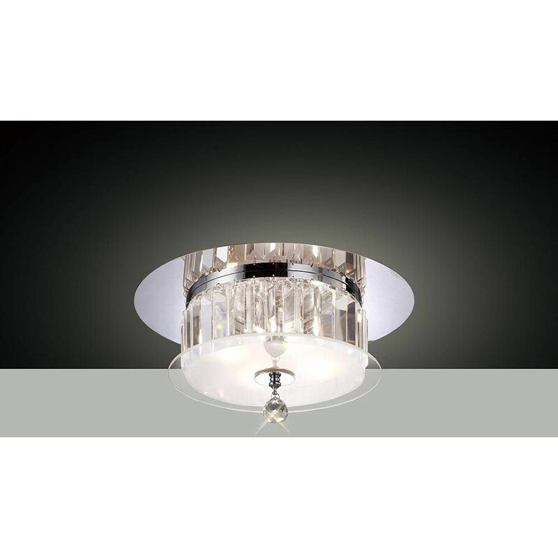 Tosca round ceiling lamp 4 bulbs polished chrome / glass / crystal
