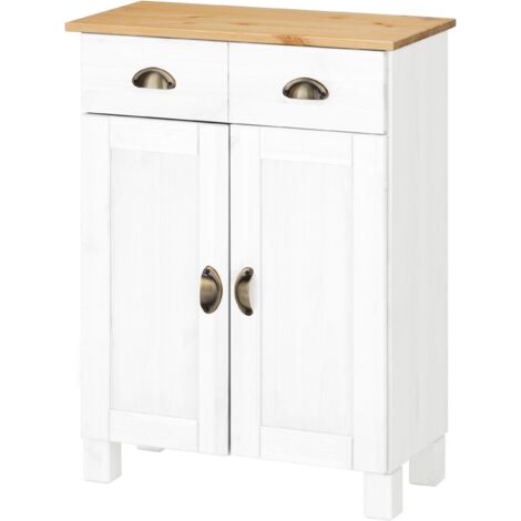 Toscana-Armoire 2 portes et 2 tiroirs en blanc honig