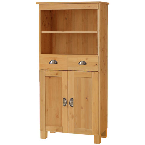 Toscana-Buffet haut 2 portes et 2 tiroirs en cire teintée