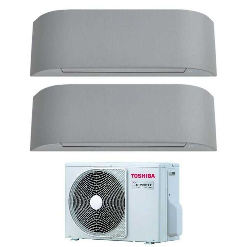 Toshiba - Climatiseur rèversible Dual Split haori 10+13 (9+12) avec RAS-2M18U2AVG-E R-32 Wi-Fi Intégré 10000+13000 (9000+12000) Couleur Gris Clair