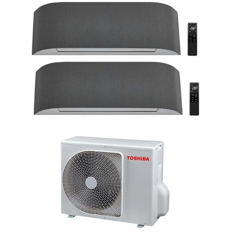 Toshiba - Climatiseur rèversible Dual Split haori series 13000+13000 (12000+12000) avec RAS-2M18U2AVG-E Wi-Fi Intégré Gris clair/Gris foncé 13+13