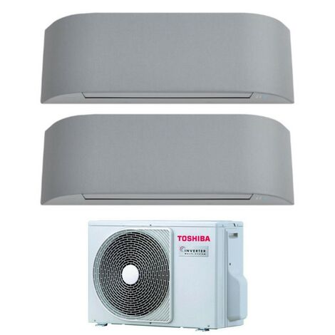 Toshiba Climatiseur rèversible Dual Split HAORI 13+16 (12+15) avec RAS-3M26U2AVG-E R-32 Wi-Fi Intégré 13000+16000 (12000+15000) Couleur Gris Clair