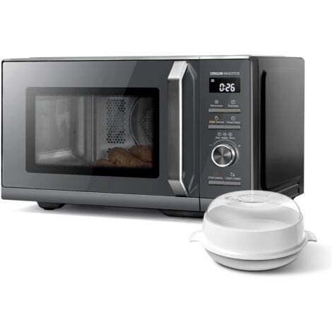Toshiba – Micro-ondes combiné pose libre 900W – Grill 1000W – Convection 2100W – Friteuse 7-en-1 26L – Technologie Inverter – Gris morandi