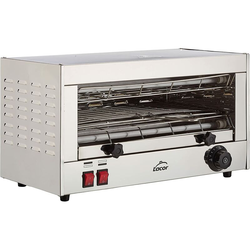 Lacor - 69172 Tostador Eléctrico Horizontal Parrilla Simple, Gris, 2400 w