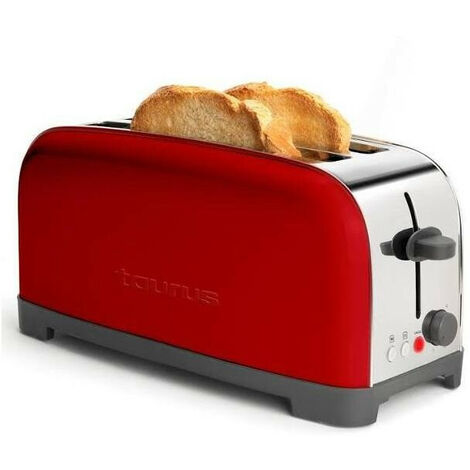 TOSTADOR TAURUS VINTAGE RED 2 RANURAS LARGAS 1400W