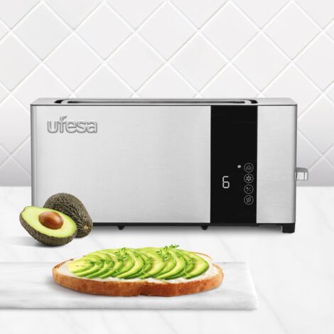 Tostadora Ranura Larga UFESA PLUS DELUX Negro, Inox