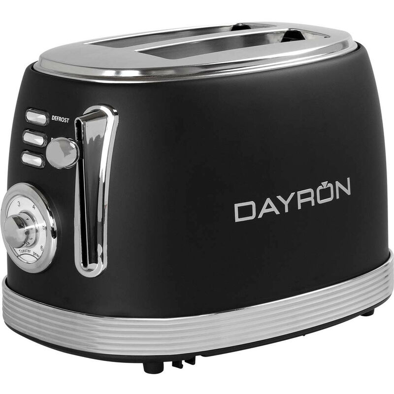 Dayron - Tostadora Retro 850W Negro/Plata