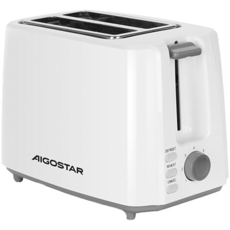 Tostapane 2 Fette 750W Bianco AIGOSTAR - 7 Impostazioni di Tostatura