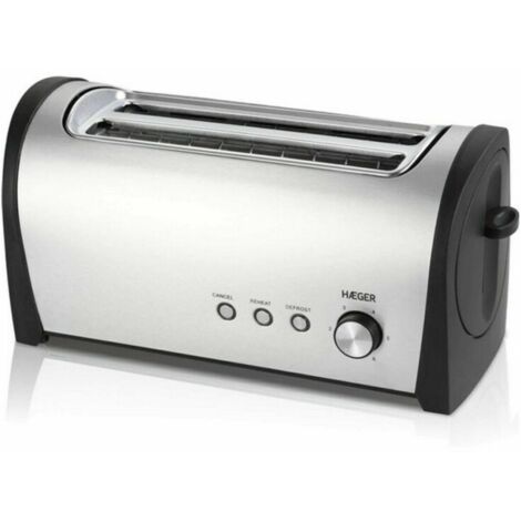 Tostapane depan haeger breakfast plus 1400w - 2 fessure lunghe - 6 posizioni di tostatura - funzione reheat/defrost - esterno in acciaio inox