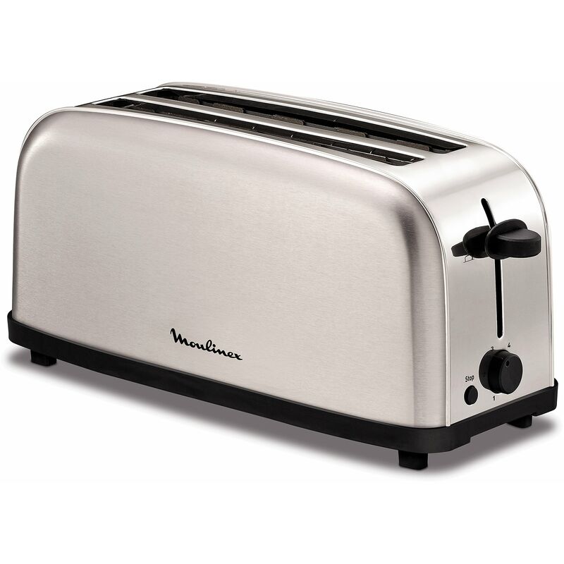 Image of LS330D11 4slice(s) 1400W Stainless steel toaster - Toasters (4 slice(s), Stainless steel, Stainless steel, Buttons, Rotary, 1400 w) - Moulinex