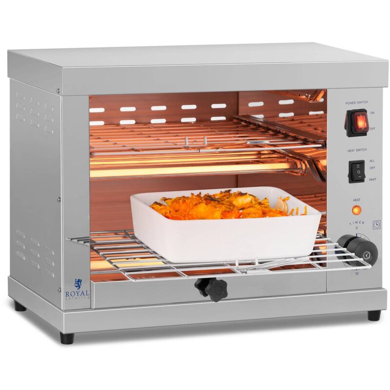 Image of Royal Catering - Tostiera Mini Forno 3250W Tostapane Elettrico Toast Cucina Monofase Piano Doppio