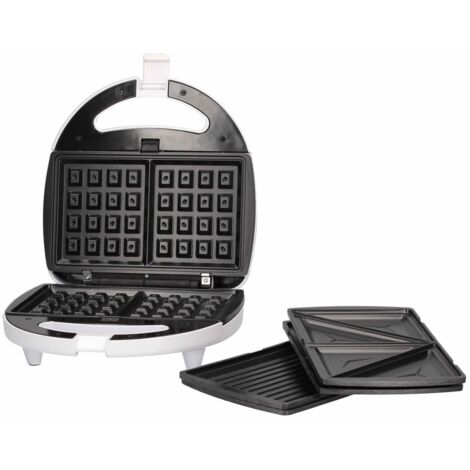 Tostiera doppia Pipu con 3 piastre (classica, grill e waffle) 750W