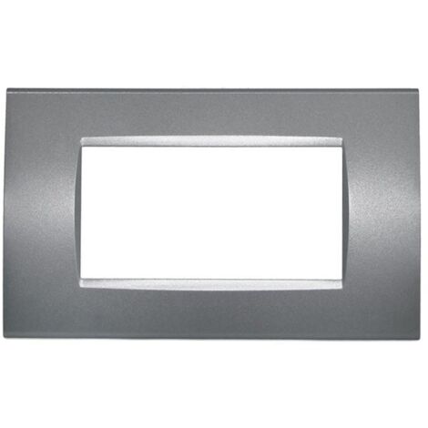 TOT Electric T1 Placca Quadra 504 4M Moduli Grigio Scuro Compatibile Bticino Living 8004-8