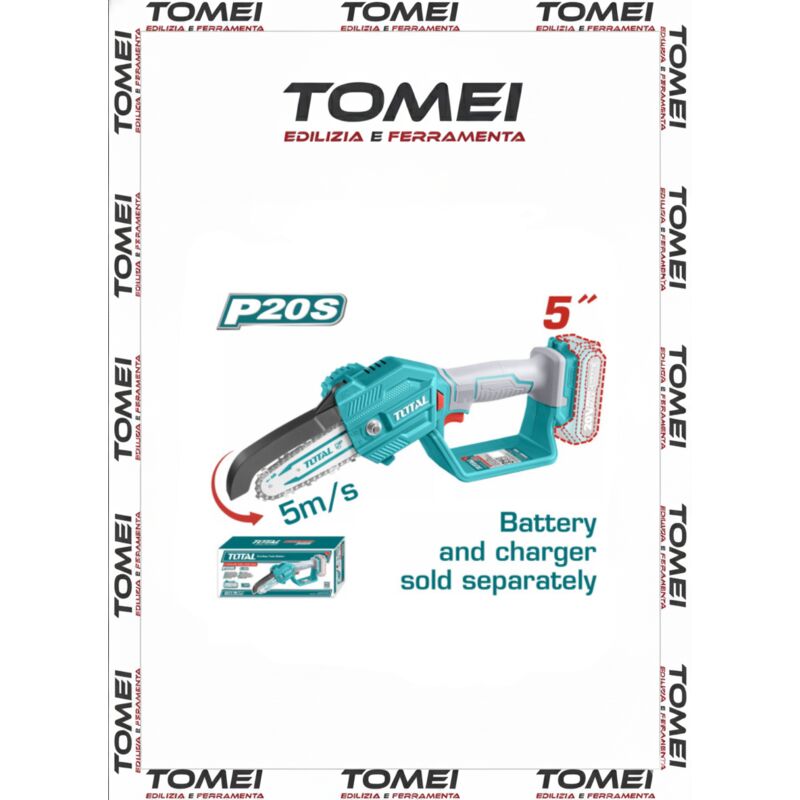 Total Mini motosega TGSLI2058 tensione 20V Motore brushless Lunghezza barra 6