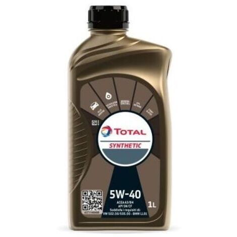 Total Olio Motore Sintetico 5W40 - 1L - Ideale per Benzina e Diesel