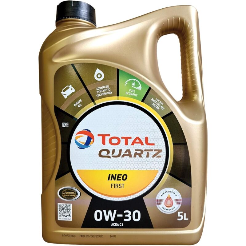 Quartz INEO première 0 W-30 Huile Moteur Entièrement synthétique Low Saps Car, 5 Litre - Total