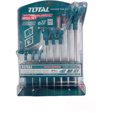 TOTAL SET 8pz CHIAVI TORX CHIAVE IMPUGNATURA A T T10-T50 CON SUPPORTO