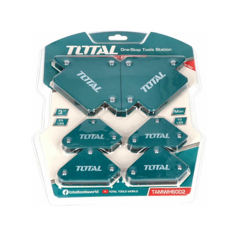 

6 Escuadras magnéticas soldar (2x3' 11.5KG - 4xMini 4.5KG) - Total Tools