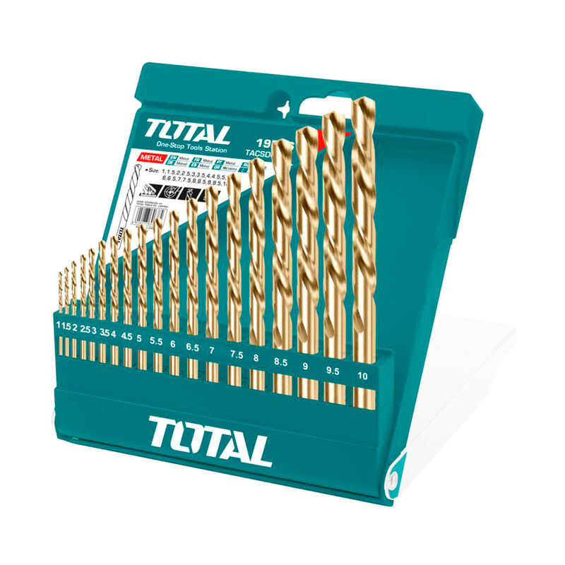 

Total Tools Juego de brocas metal taladro HSS 19 brocas TACSD0195