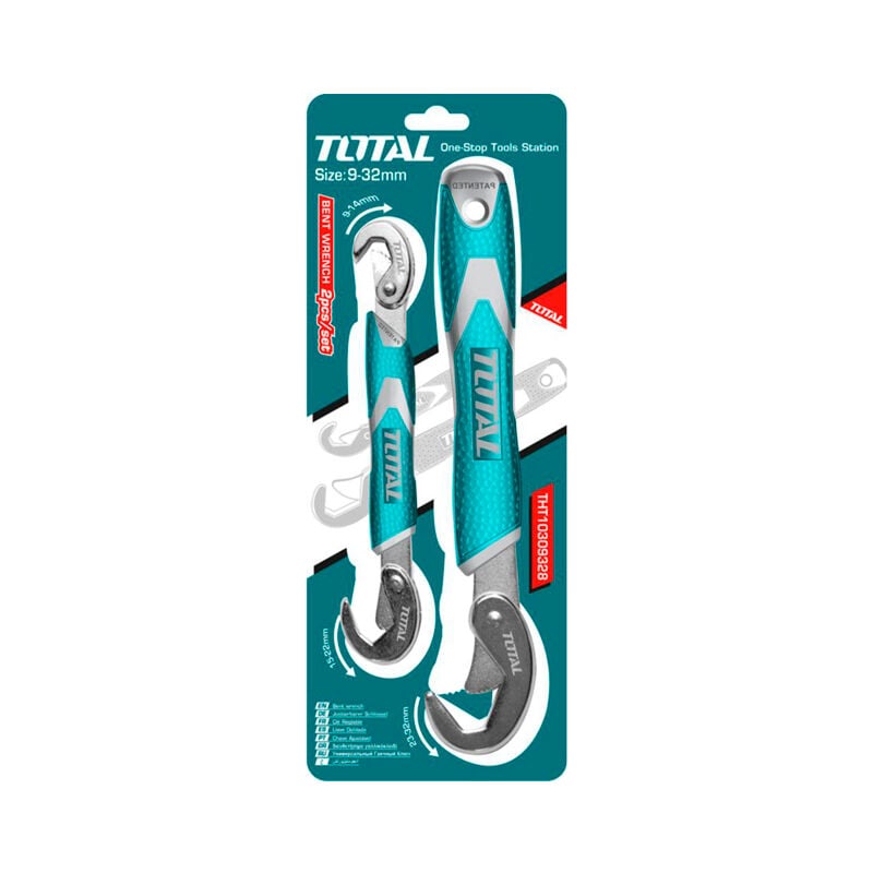 

Total Tools Juego de llaves autoajustables - 1 Doble 9-14 - 15-22 mm - 1 Simple 23-32 mm