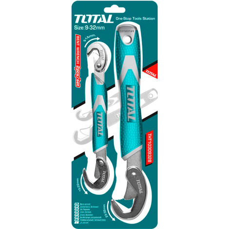 Total Tools Juego de llaves autoajustables - 1 Doble 9-14 - 15-22 mm - 1 Simple 23-32 mm